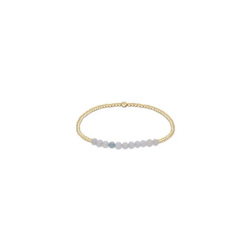 GOLD BLISS 2MM BEAD BRACELET -  AQUAMARINE