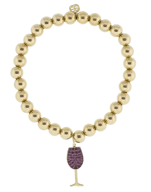 Pave Ruby Wine Glass Charm Bracelet