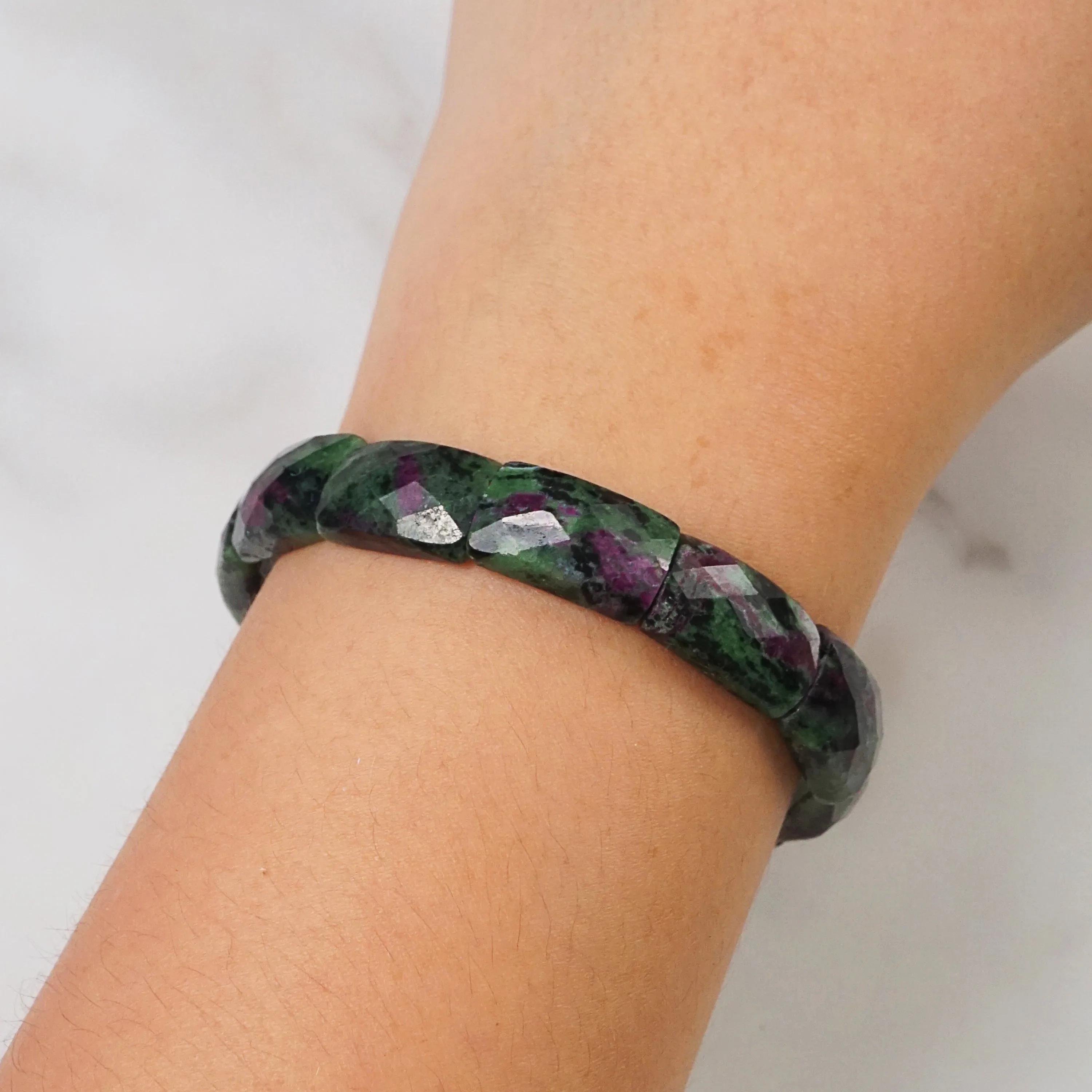Ruby Zoisite Faceted Bangle